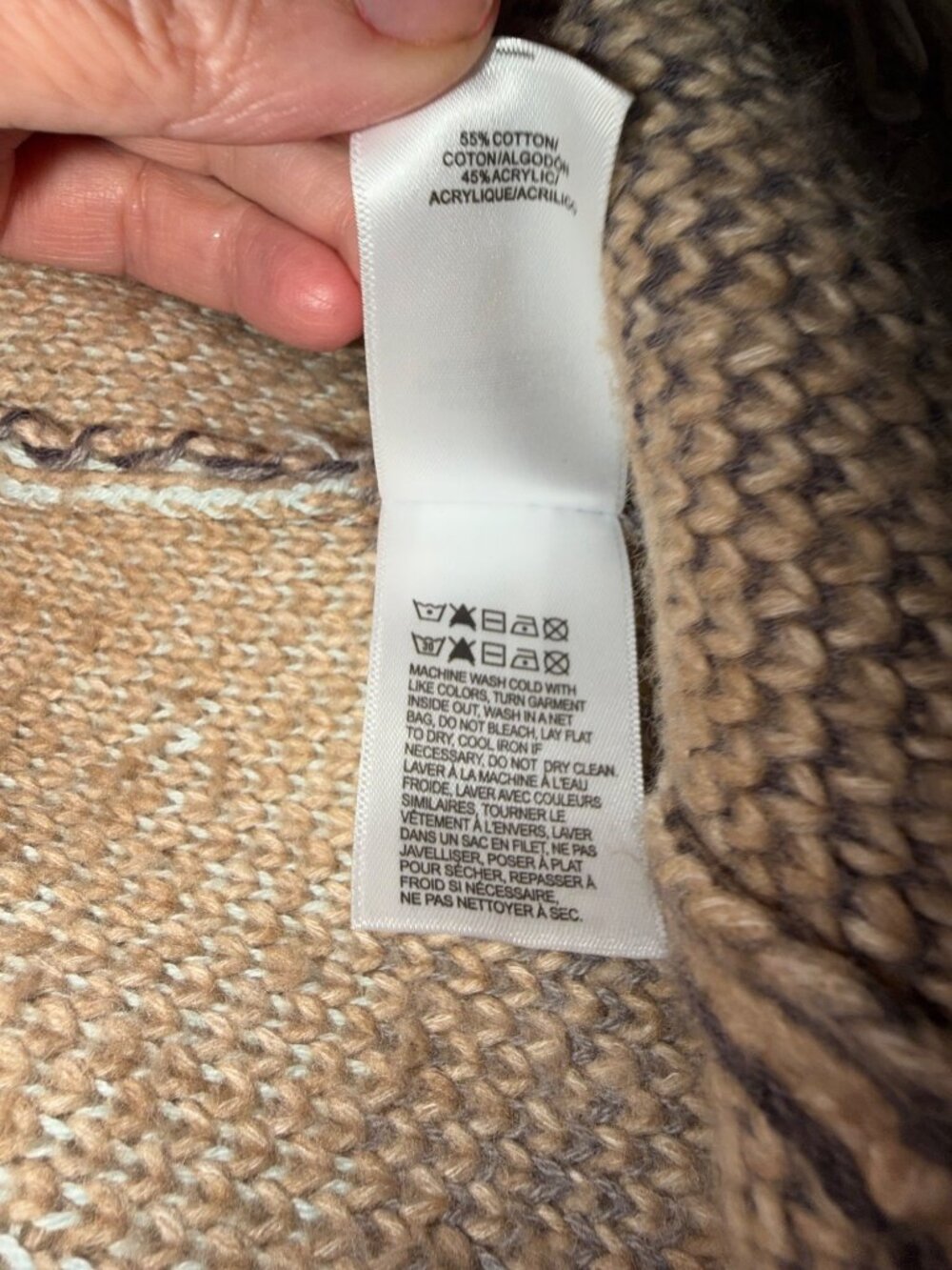 Lucky Brand Womens M Fringe Open Cardigan Sweater Southwestern Beige Aztec Belt - Picture 11 of 12